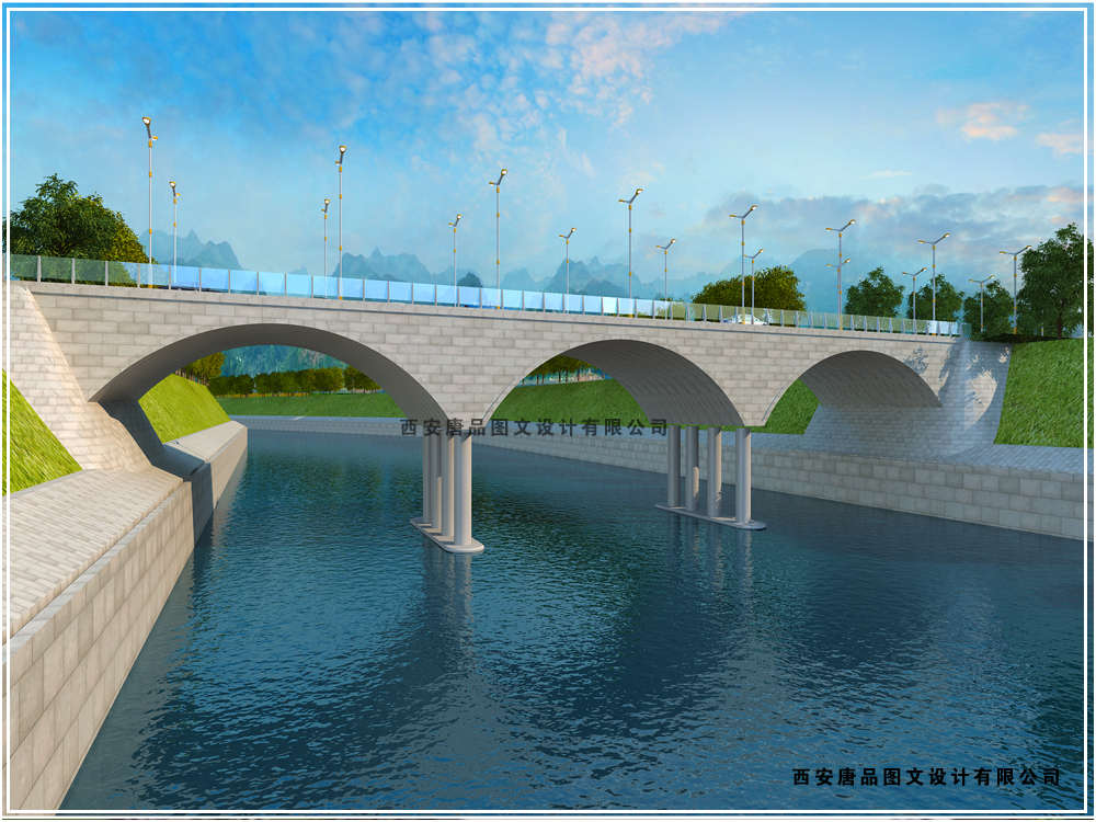 拱桥河道效果图制作